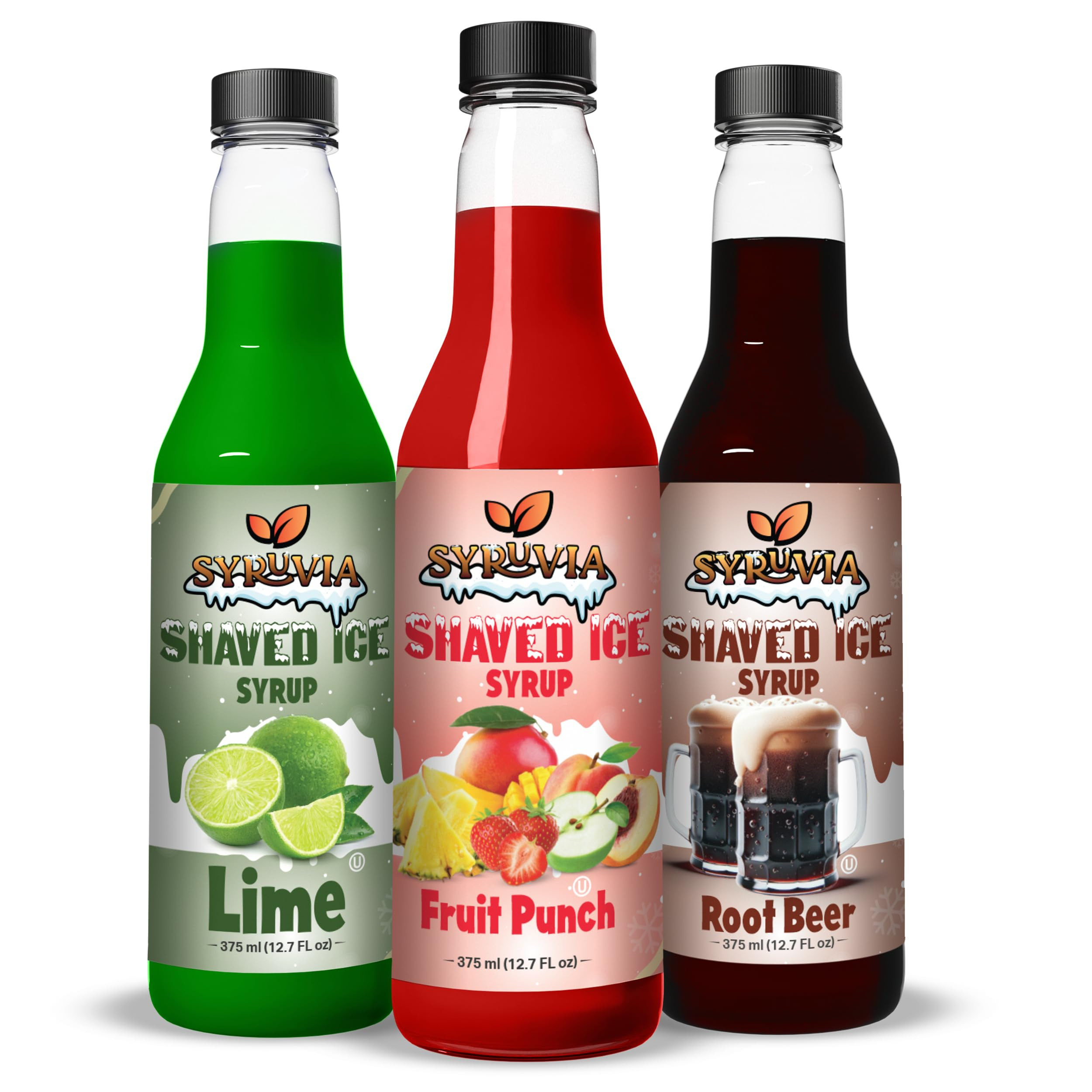 Syruvia Snow Cone Syrup 12.7oz - Fruit Punch, Lime, Root Beer Syrup For Shaved Ice, Snow Cones, S... | Amazon (US)