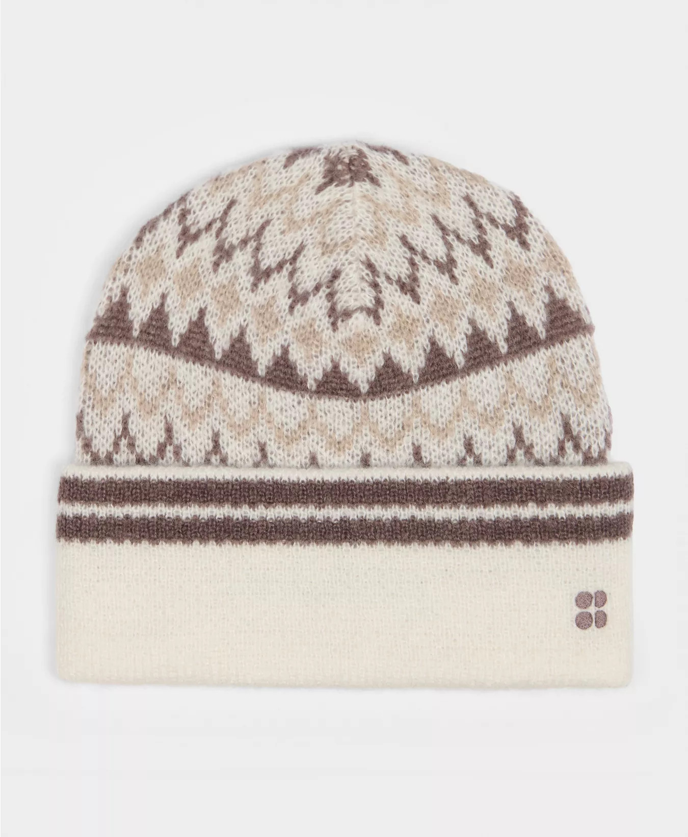 Highland Fair Isle Beanie - White Geo Jacquard  | Sweaty Betty | Sweaty Betty UK