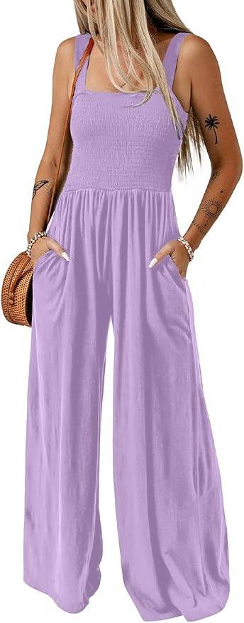 Dokotoo Women's Casual Loose Overalls Jumpsuits One Piece Sleeveless Wide Leg Long Pant Rompers W... | Amazon (US)