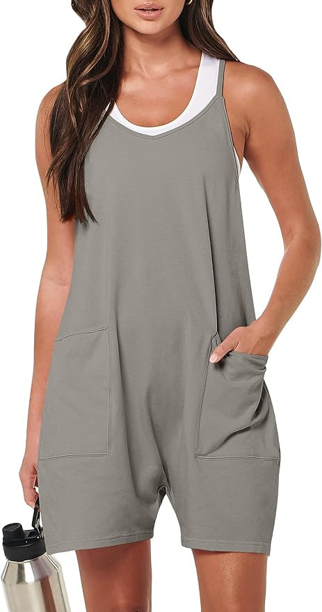 ANRABESS Womens Summer Casual Sleeveless Romper Loose Spaghetti Strap Shorts Overalls Jumpsuit wi... | Amazon (US)
