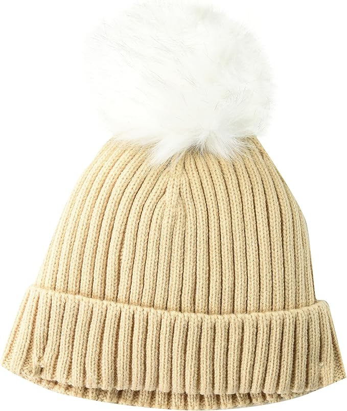 Amazon Essentials Women's Ribbed Beanie with Faux Fur Pom | Amazon (US)