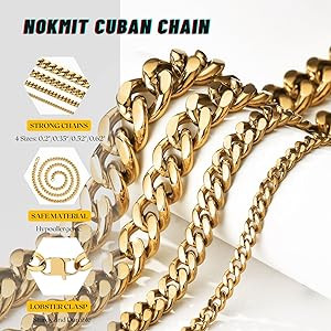 NOKMIT Chunky Cuban Link Curb Chain Necklace for Women Men Dainty 18K Gold Silver Tone Choker Thi... | Amazon (US)