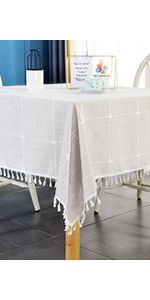 Farmhouse Checkered Embroidery Lattice Square Tablecloth with Tassel Heavy Duty Rustic Fabric Tab... | Amazon (US)