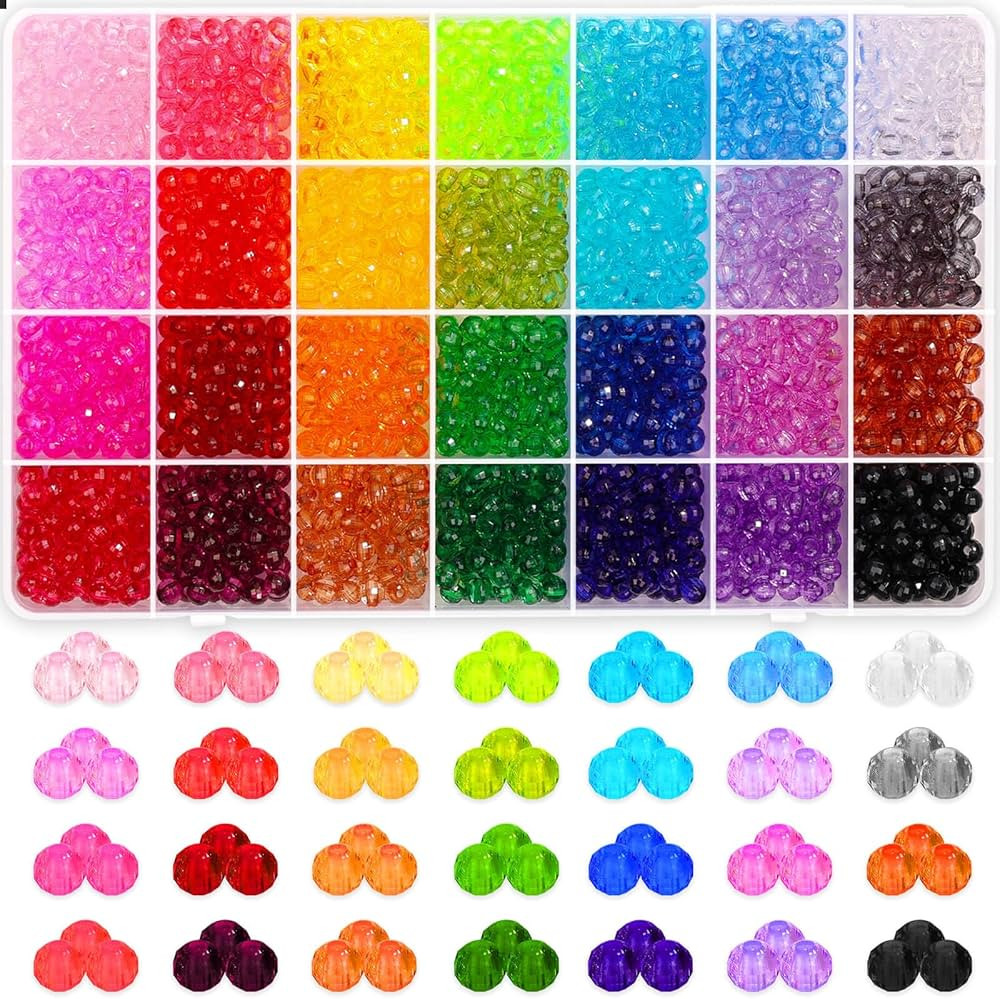 Paxcoo 1820Pcs Crystal Beads for Jewelry Making, Crystal Acrylic Beads Faceted Jewelry Beads Bico... | Amazon (US)