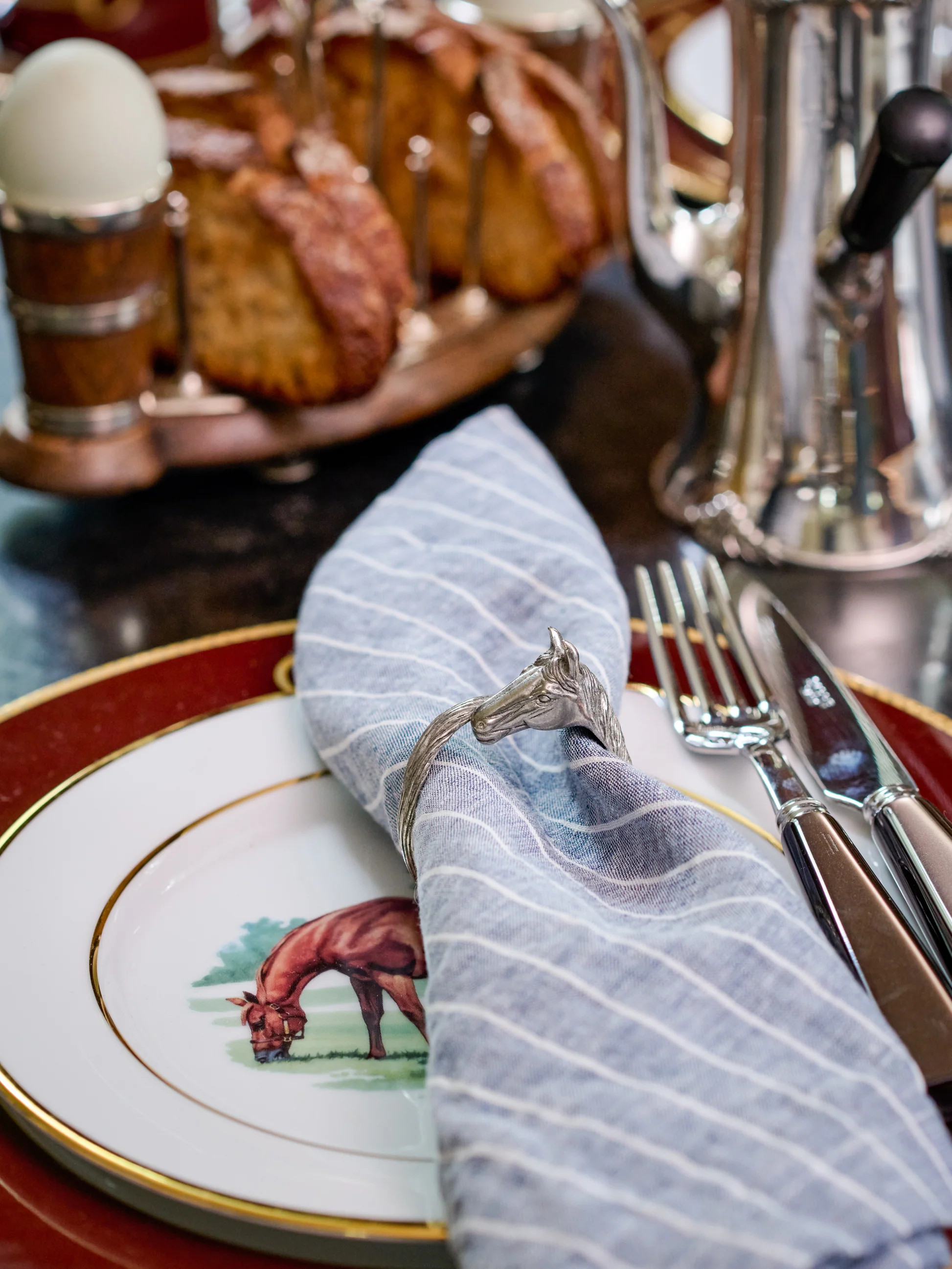 Pewter Horse Head Napkin Ring Set | Weston Table