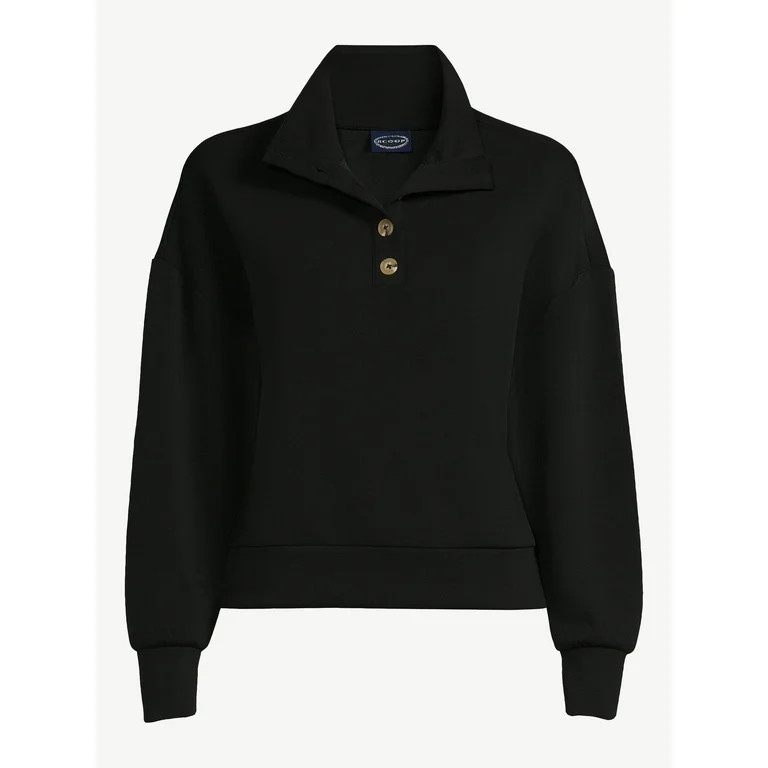 Scoop Women's Scuba Knit Button Neck Sweatshirt, Sizes XS-XXL | Walmart (US)