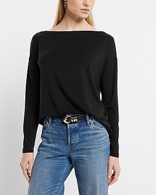 Supersoft Relaxed Bateau Neck Long Sleeve Tee | Express