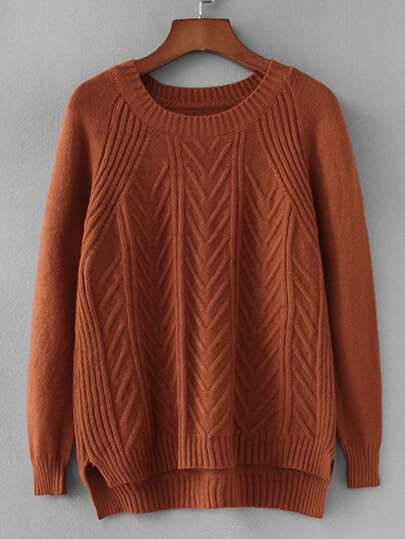 Slit Side High Low Raglan Sleeve Jumper | SHEIN