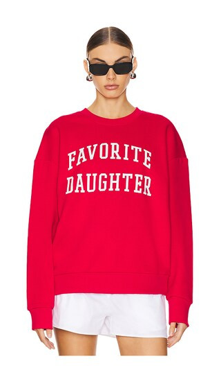 Collegiate Sweatshirt in Haute Rouge & White | Revolve Clothing (Global)