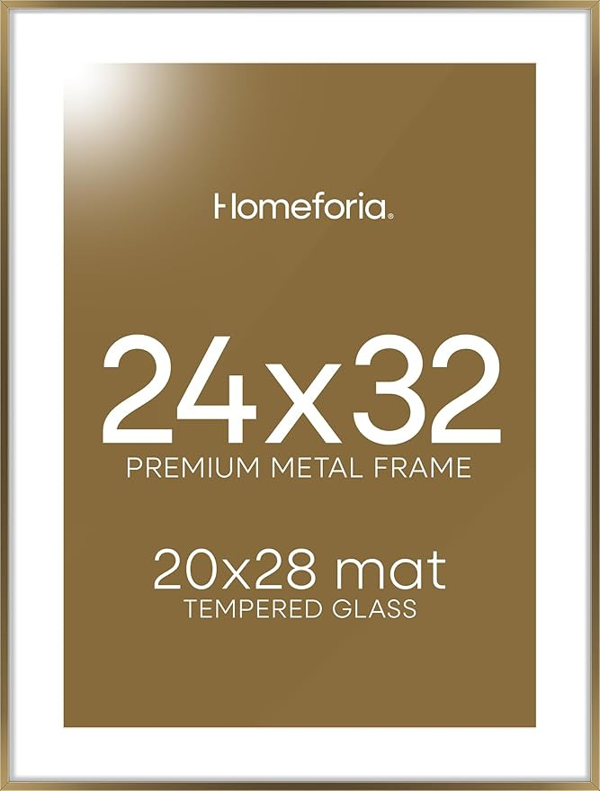 Homeforia 24x32 Picture Frame Bronze, High End Metal 24 x 32 Large Poster Frames with Mat 20 by 2... | Amazon (US)
