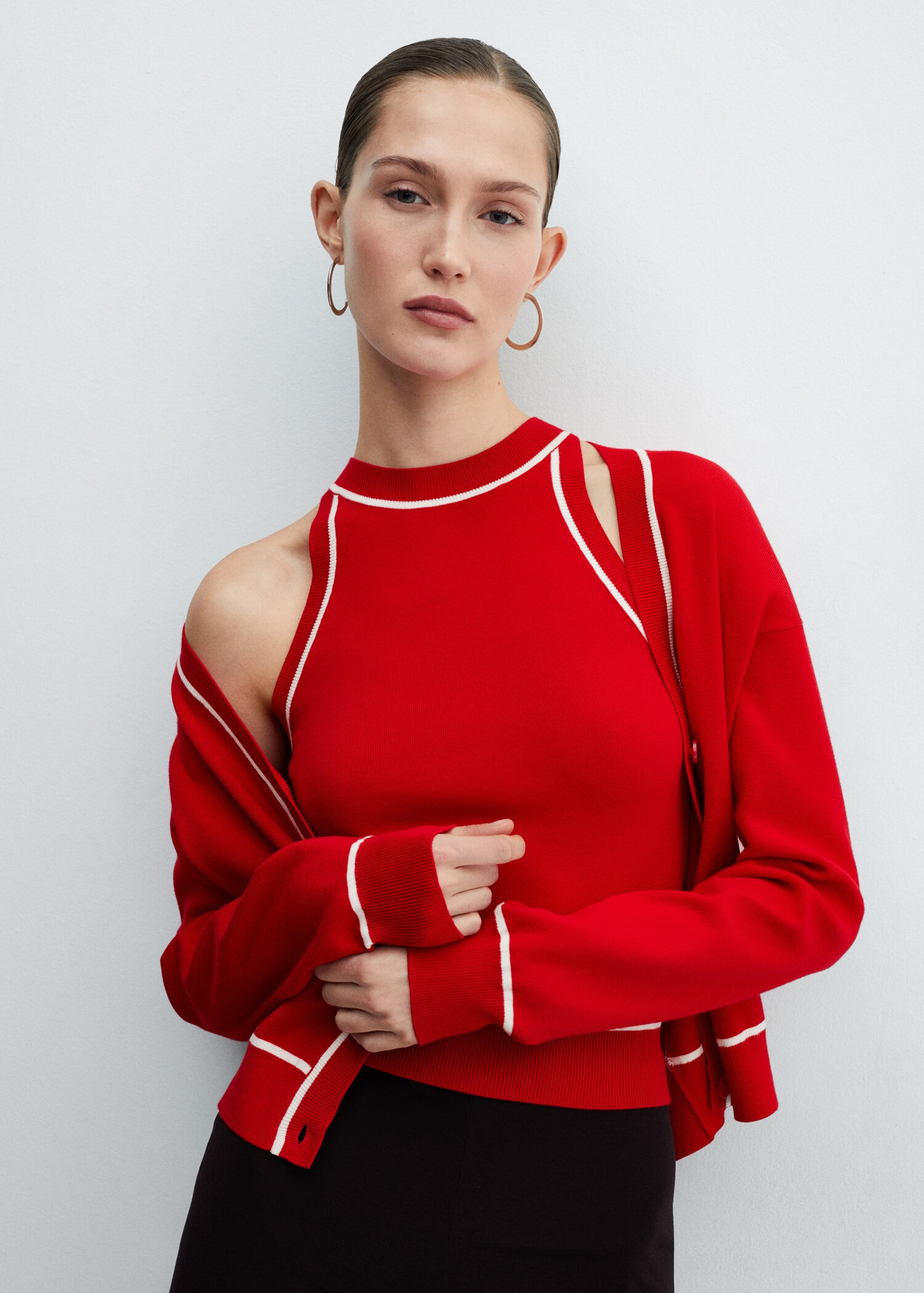 Contrast trims cardigan | MANGO (UK)