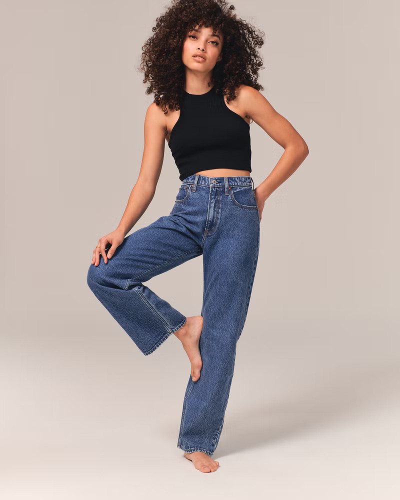 High Rise Loose Jean | Blue Jeans Outfit | Abercrombie Jeans | Spring Break Outfits  | Abercrombie & Fitch (US)