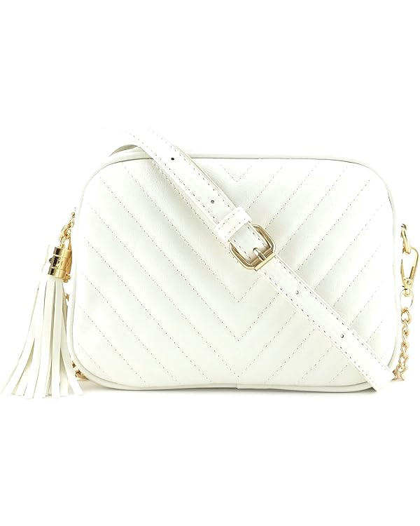 Simple Shoulder Crossbody Bag With Metal Chain Strap And Tassel Top Zipper | Amazon (US)