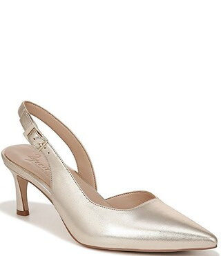 27 EDIT Felicia Metallic Leather Slingback Dress Heels | Dillard's