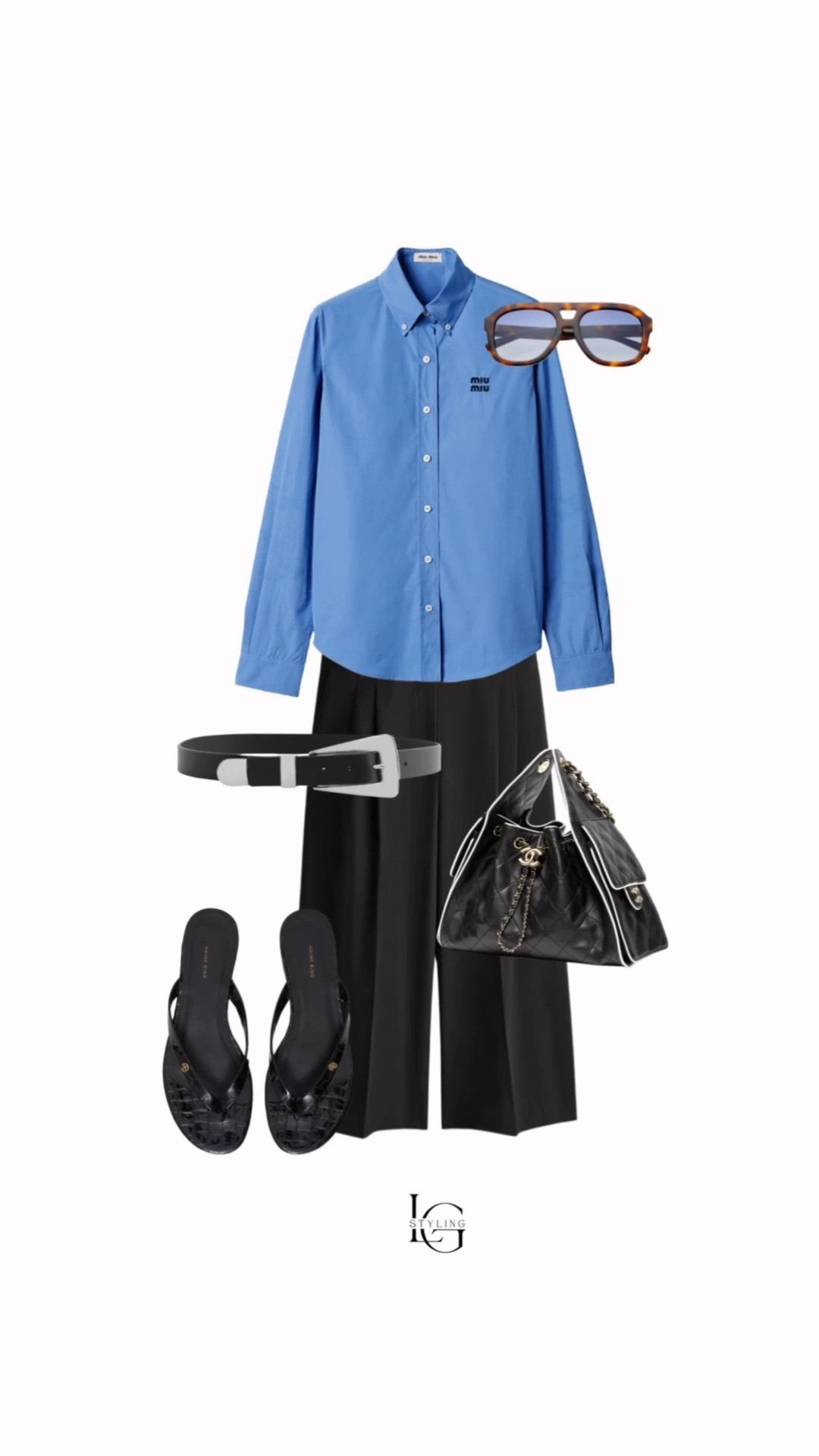 Today’s outfit formula: classic staples, but make them interesting. 💙

An oversized blue button-down + wide-leg black trousers is an easy foundation, then it’s all about the accessories—a statement belt, tortoise sunglasses, quilted bag and sleek black sandals. Polished, effortless, and just a little unexpected.

#LTKStyleTip #LTKFashion #OutfitInspo #EverydayStyle #PersonalStylist #FallStyle #WardrobeStylist