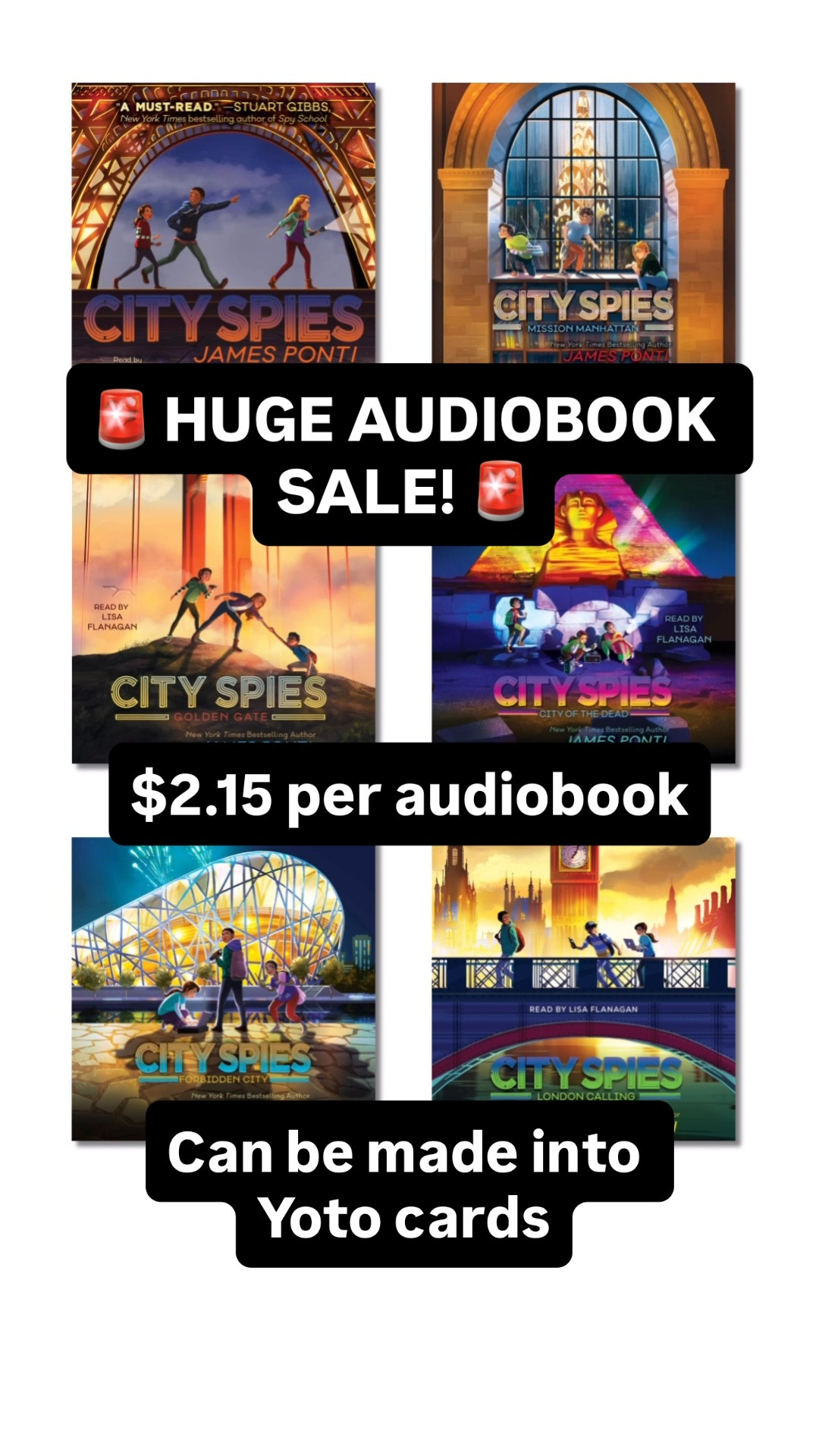 Do not miss this audiobook sale! 6 of the City Spies books are on sale for $2.15!!! 
Such a great deal - especially because you can make them into Yoto cards!

#LTKKids #LTKSaleAlert