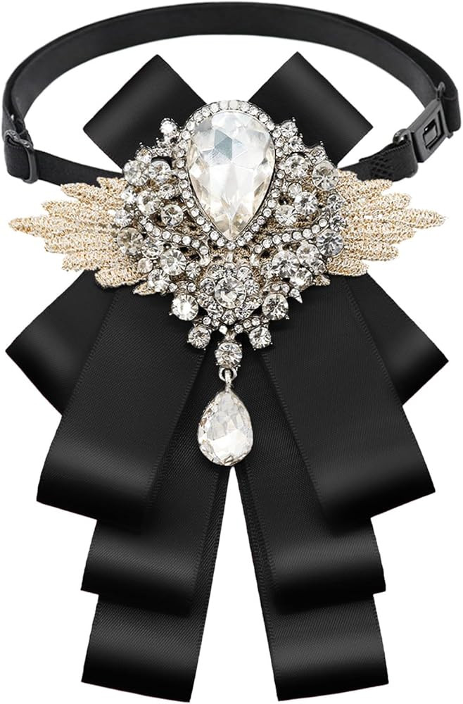 Bow Ties for Men Women Adjustable Rhinestone Bow Tie, Pre-tied Satin Bowtie for Women School Busi... | Amazon (US)