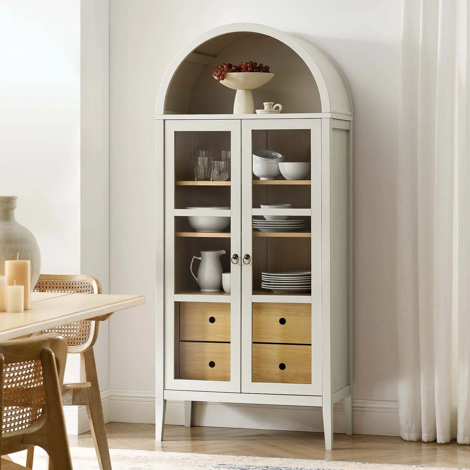 Modway Modway Nolan Tall Arched Storage Display Cabinet in White Oak  USD$525.25You save $0.00   ... | Walmart (US)