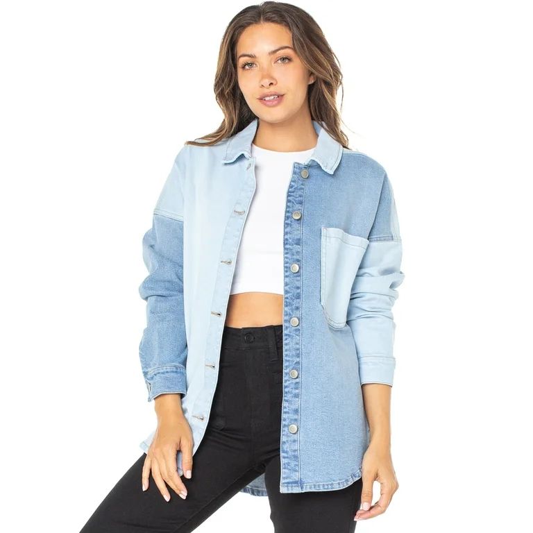 Celebrity Pink Juniors Relaxed Fit Shacket with Button Down Closure | Walmart (US)