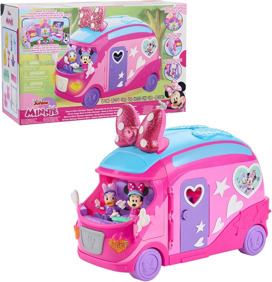 Disney Junior Minnie Mouse Bows-A-Glow Rolling Glamper 13-piece Figures and Playset, Officially L... | Amazon (US)