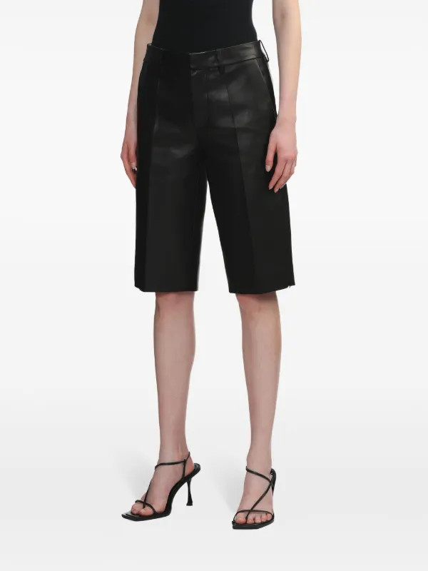 Helmut Lang Leather knee-length Shorts | Black | FARFETCH UK | Farfetch Global