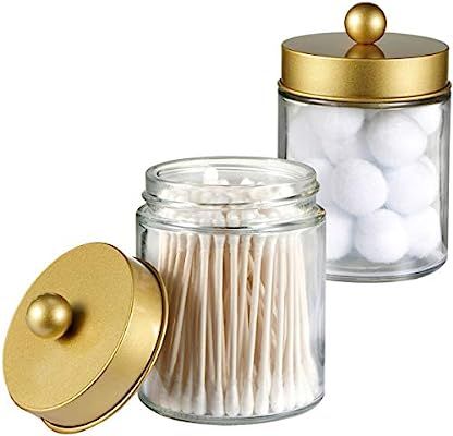 Apothecary Jars Bathroom Storage Organizer -Countertop Storage Organizer Canister Jar - Cute Qtip... | Amazon (US)