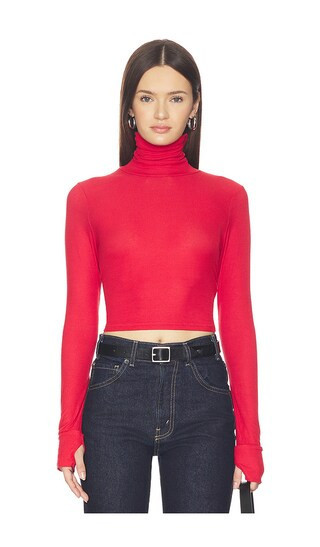 Michael Lauren Cormac Turtleneck Crop Top in Red. - size S | Revolve Clothing (Global)