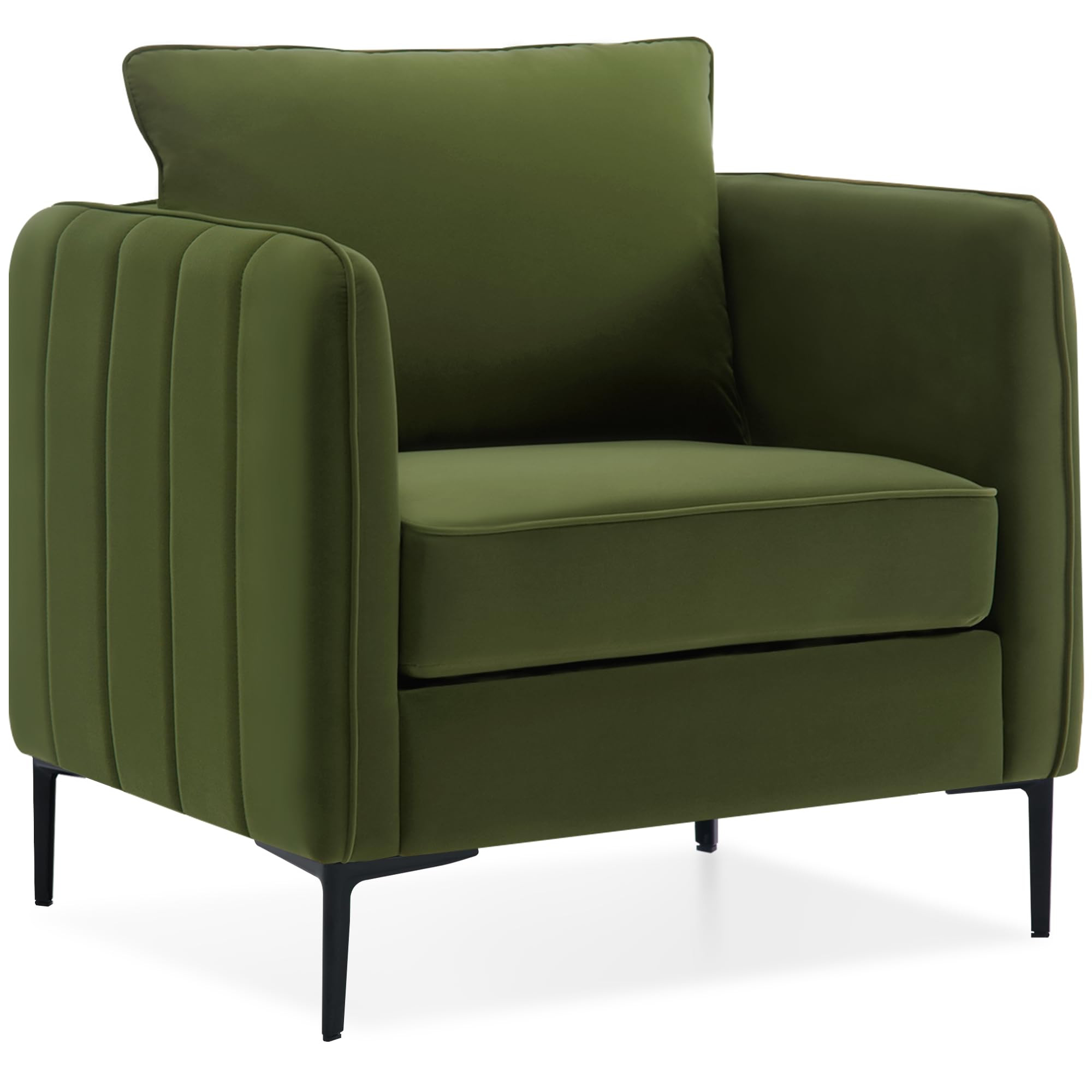 Olive Green Accent Chairs for Living Room, Modern Upholstered Accent Chair Comfy Velvet Armchair ... | Amazon (US)