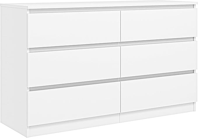 Vibe & Dine White Dresser 6 Drawer, Modern Double Dresser for Bedroom, Wood Chest of Drawers with... | Amazon (US)