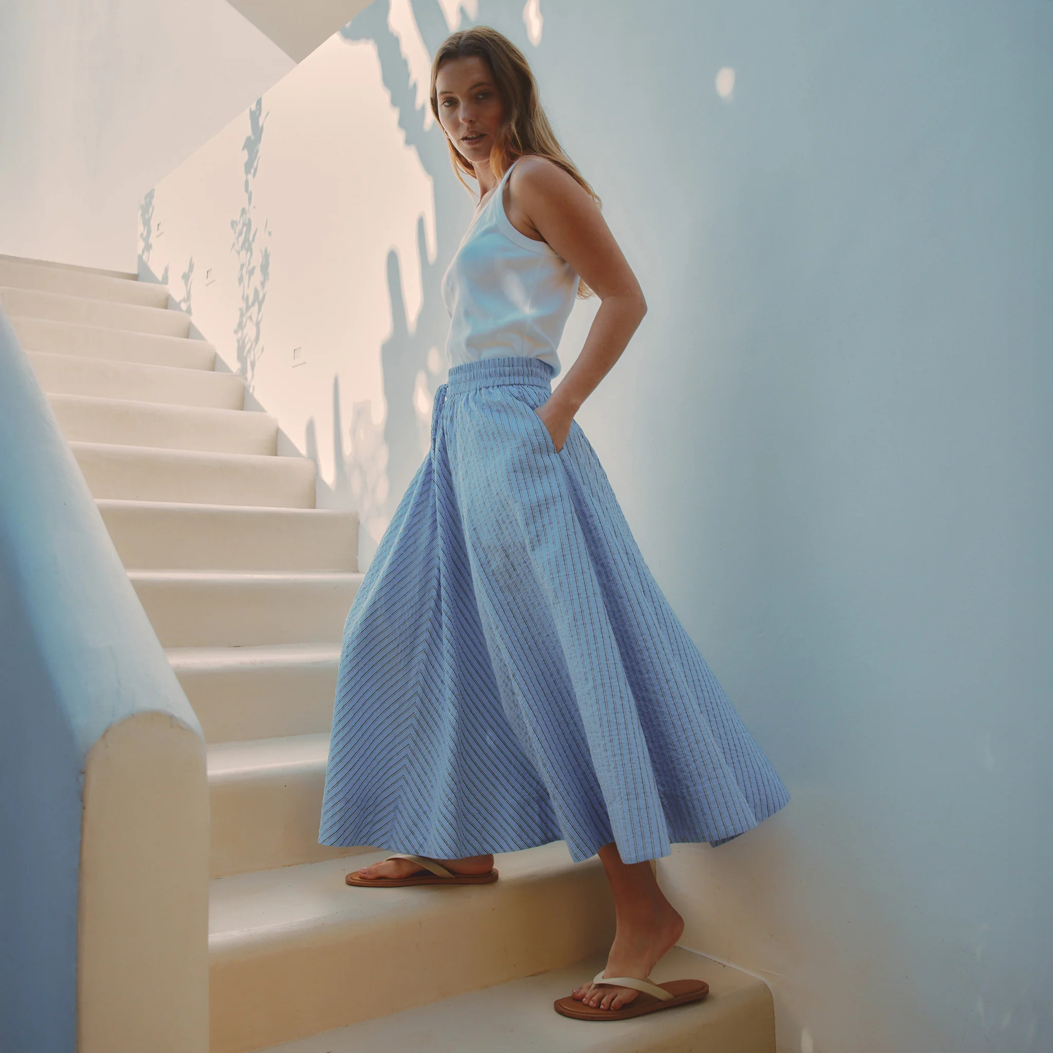 Blue Stripe Skirt | Albaray