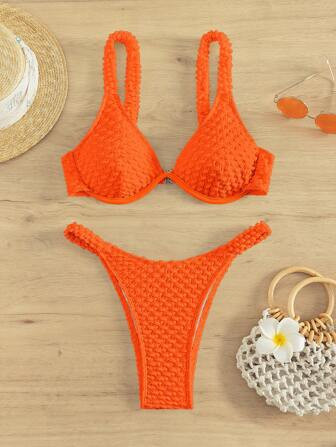 Solid Underwire Bikini Swimsuit | SHEIN