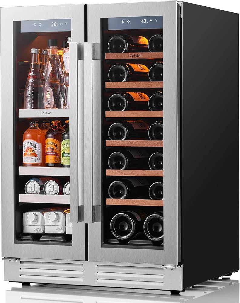 Ca'Lefort Wine Fridge Beverage Refrigerator - 24 inch Dual Zone 60 Cans 20 Bottles Drink Fridge w... | Amazon (US)