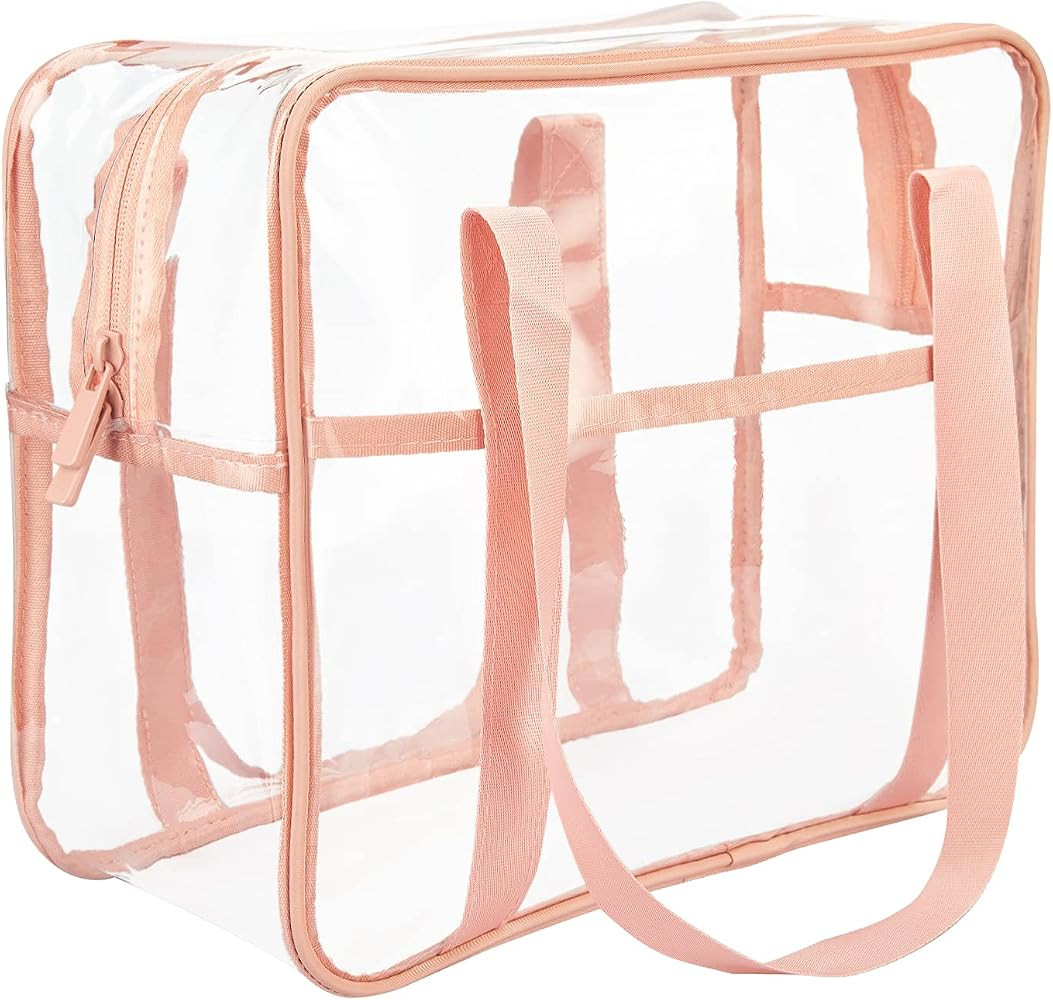 Extra Large Clear Cosmetic Makeup Bag, Transparent PVC Tote Shoulder Bag Stadium Approved, Waterproo | Amazon (US)