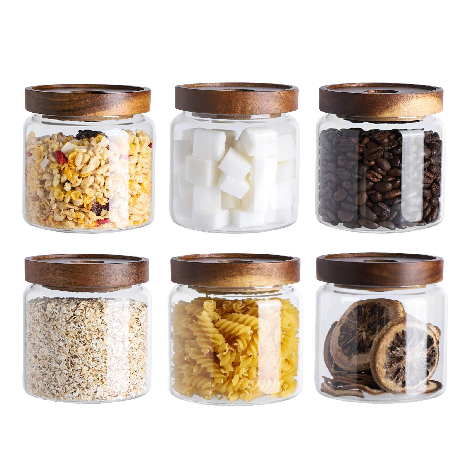 Kanwone Glass Storage Jars Set of 6, 17 Ounce Airtight Food Storage Containers with Bamboo lids, ... | Amazon (US)