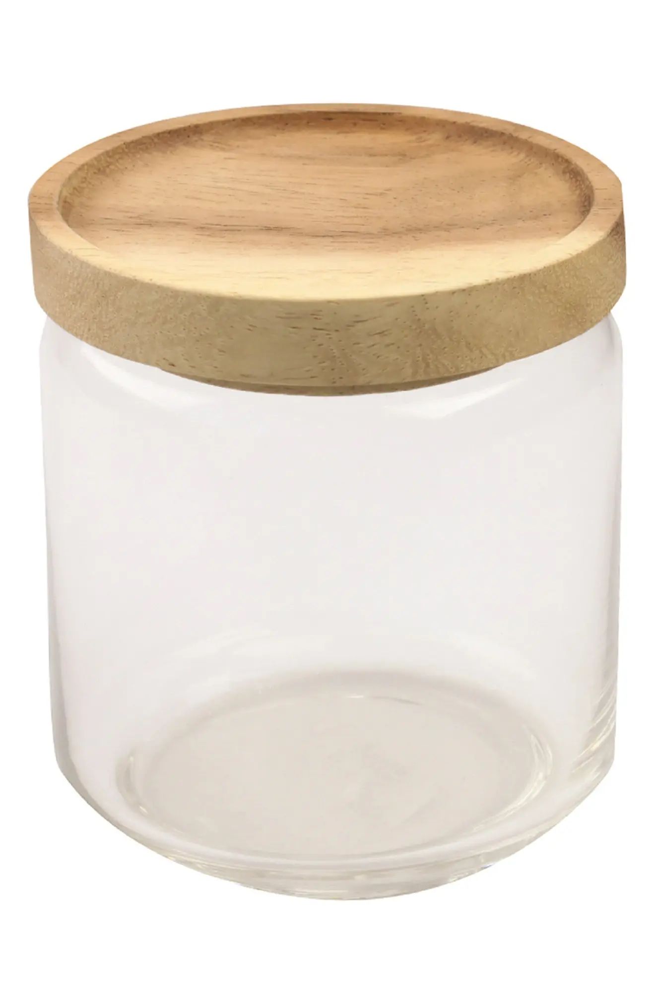 Be Home Mid Glass & Acacia Wood Storage Canister, Size One Size - White | Nordstrom