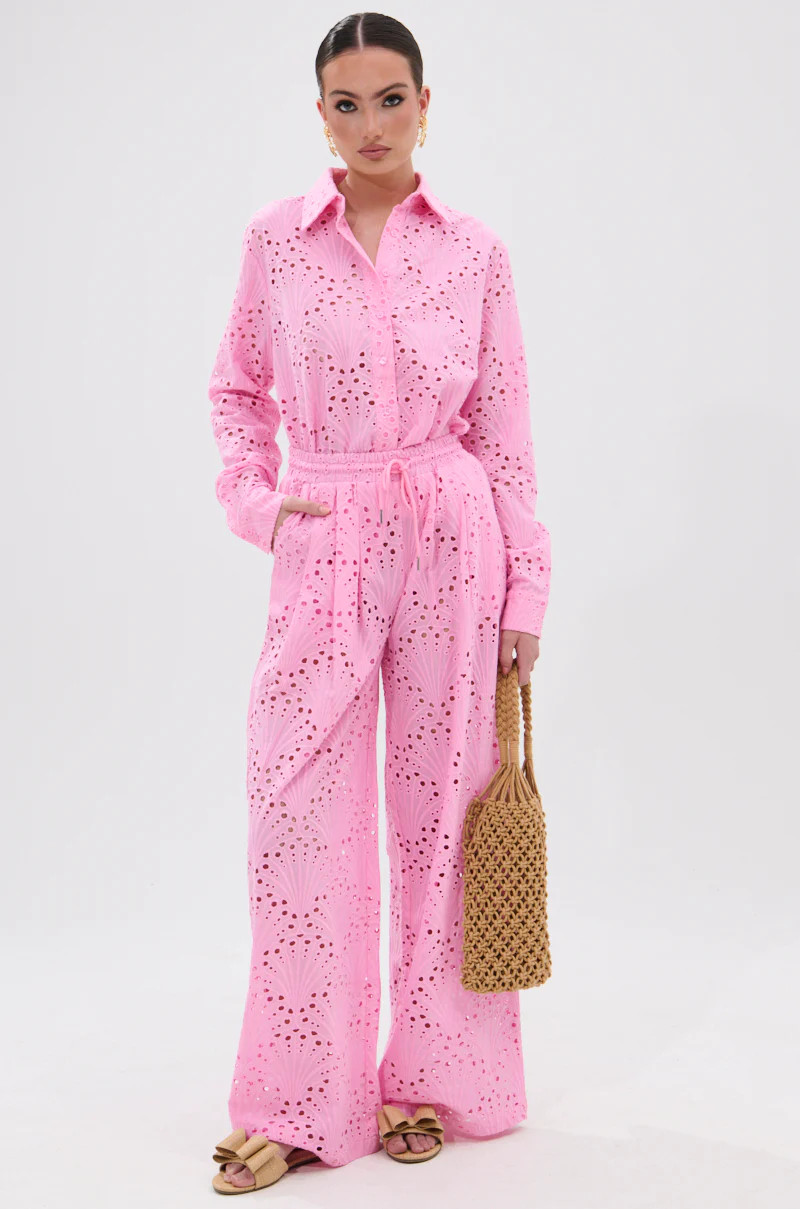 JORDAN EYELET PALAZZO PANT | AKIRA