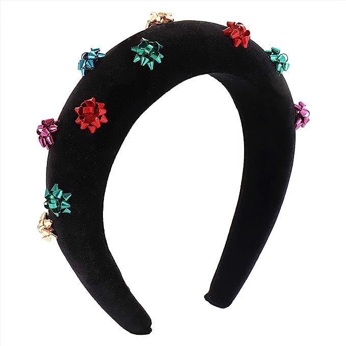 HZEYN Christmas Headband Bow Velvet Padded Headband Xmas Holiday Party Gift Wrap Headband for Wom... | Amazon (US)