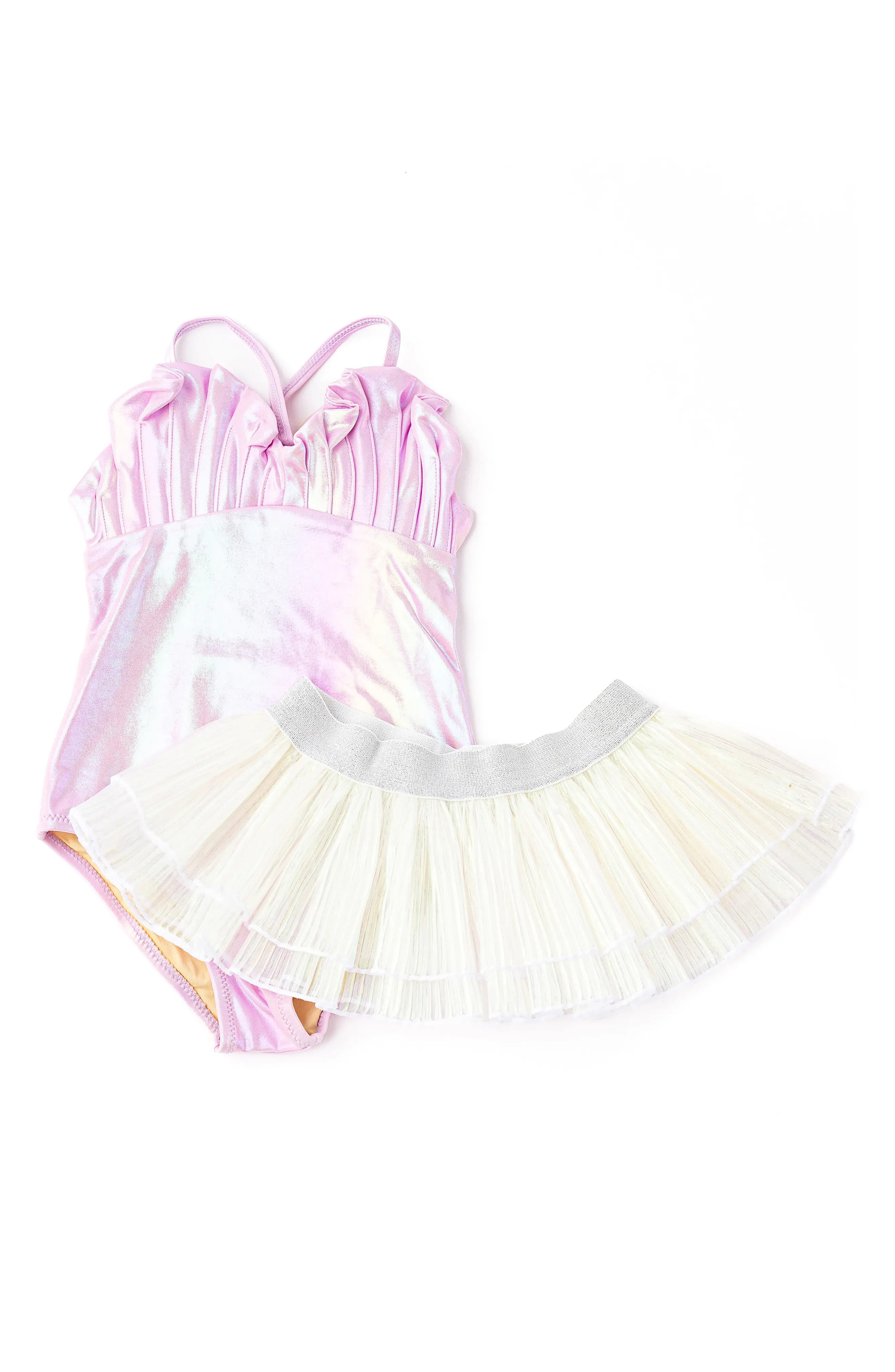 Shade Critters Kids' Metallic UPF 50+ One-Piece Swimsuit & Pliss\u00e9 Cover-Up Skirt Set (Women)... | Nordstrom