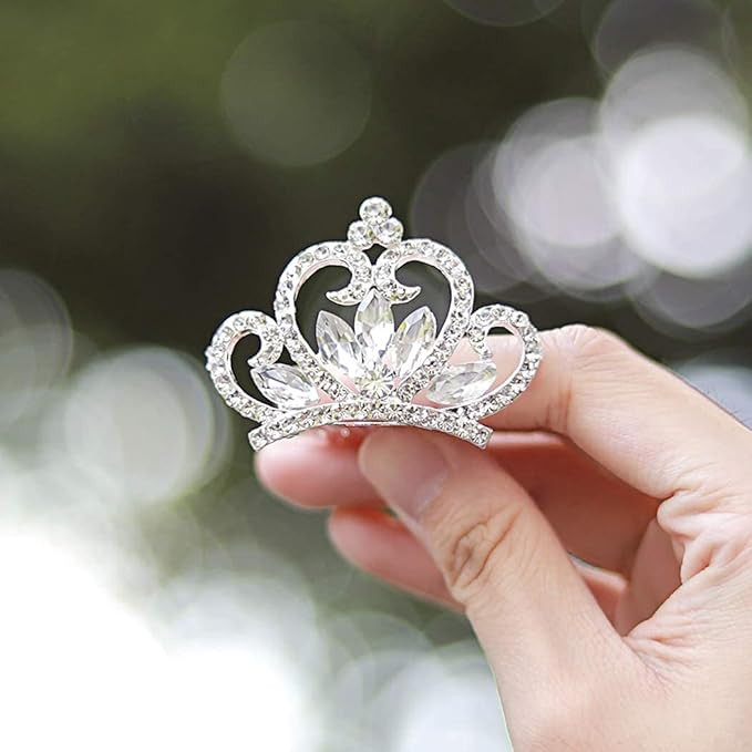 Yean Princess Crown Comb Mini Crystal Rhinestone Silver Tiara Flower Hair Comb for Birthday Party... | Amazon (US)