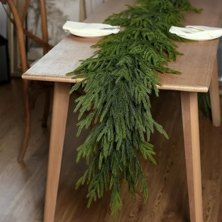Christmas Deluxe Norfolk Pine Garlands Realistic Norfolk Pine Garland Faux Christmas Greenery Garland for Holiday Mantle Table Indoor Outdoor Wedding Christmas Decor(2 PCS,6 Feet) | Walmart (US)