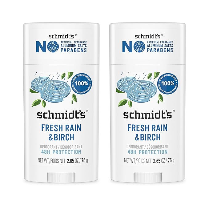 Schmidt's Aluminum-Free Vegan Deodorant Fresh Rain & Birch with 24 Hour Odor Protection, 2 Count ... | Amazon (US)