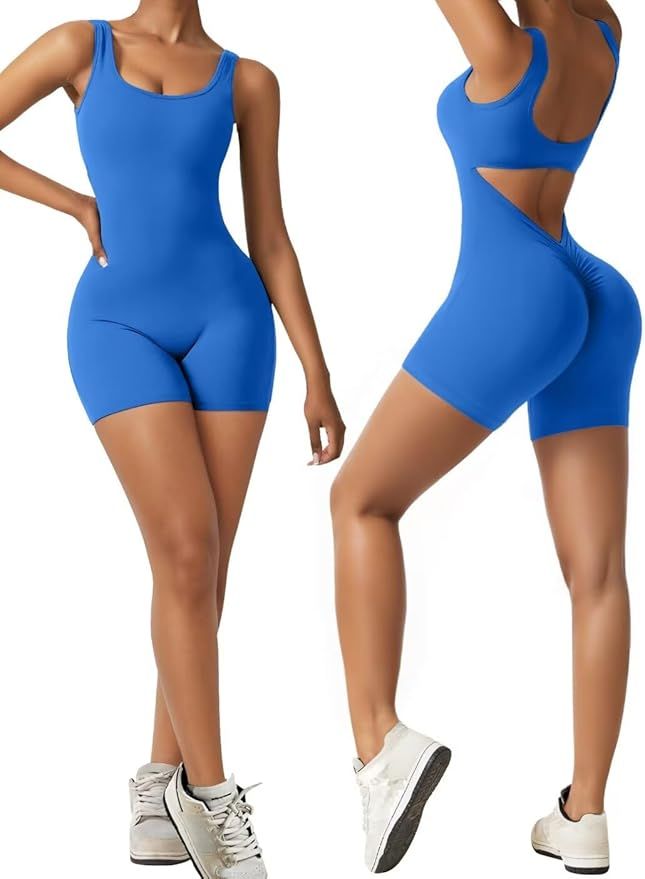 Vertvie Jumpsuits for Women Sexy Backless One Piece Jumpsuit Shorts Sleeveless Tummy Control V Ba... | Amazon (US)