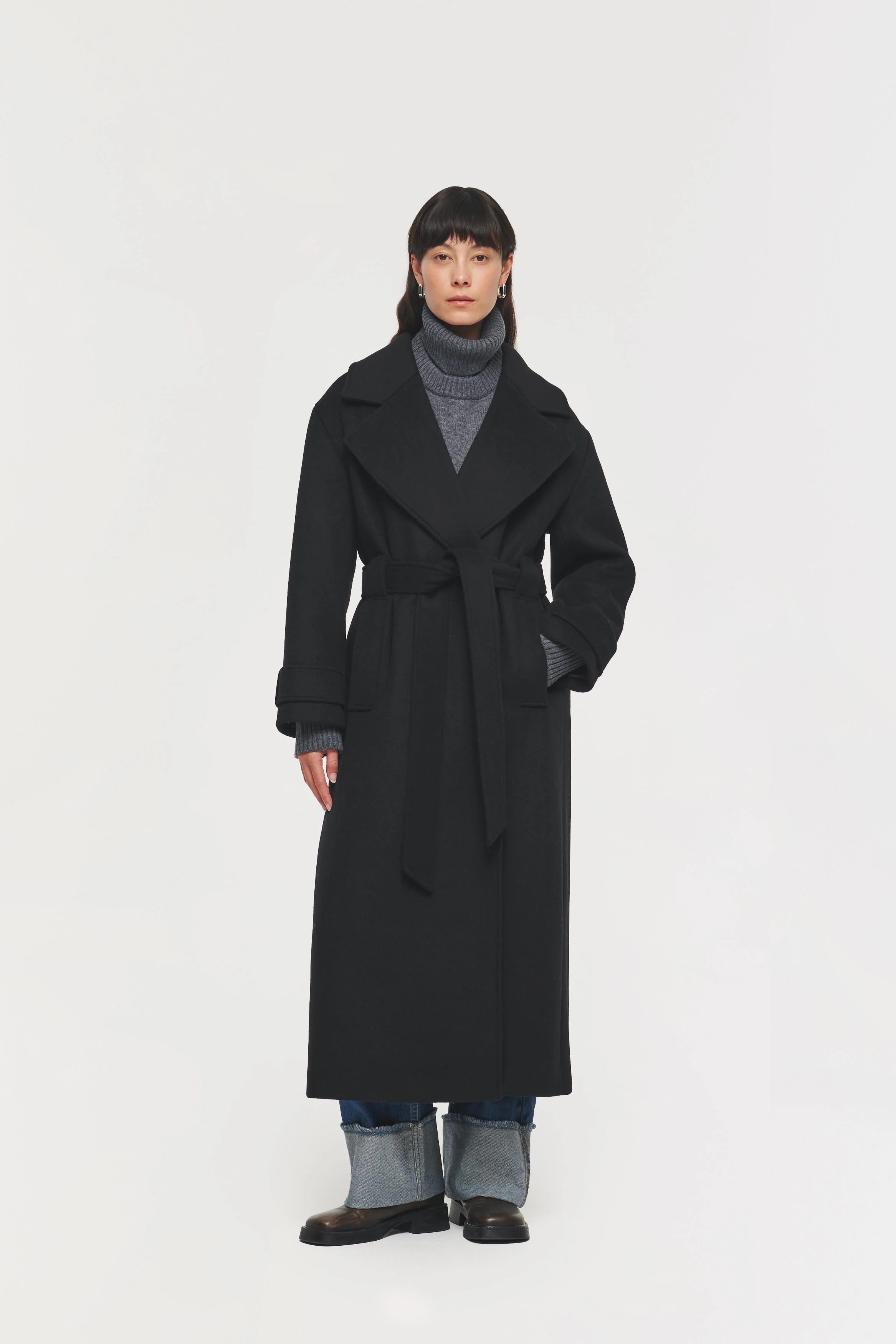 ALIGNE Wrap Wool Winter Coat - Black | George | Aligne UK