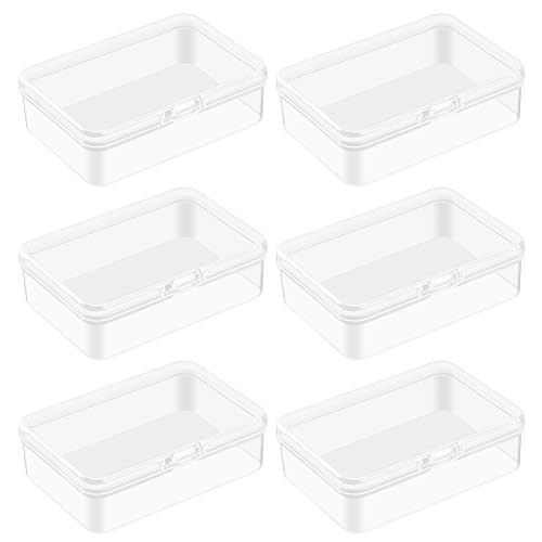 6 PCS Mini Clear Plastic Storage Containers Box Case with Lids Clear Rectangle Box Small Clear Container for Small Items and Other Craft Projects, 3.3 X 2.4 X 1 Inch | Amazon (US)