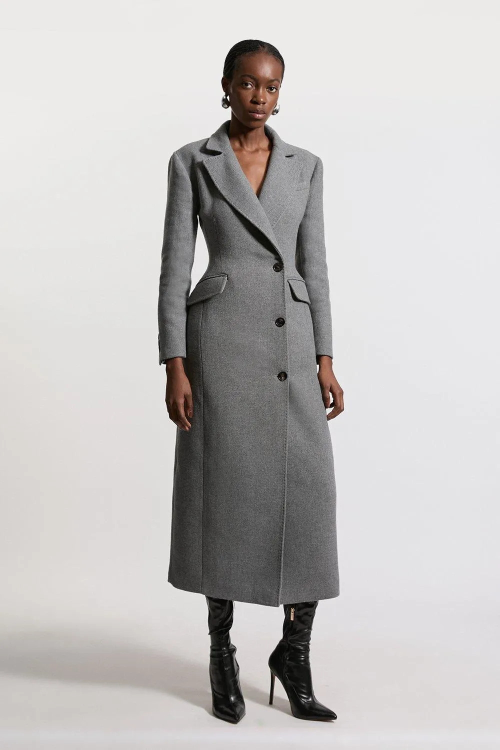 Jackets & Coats | Italian Wool Mix  Tailored Fitted Maxi Coat | KarenMillen | Debenhams UK