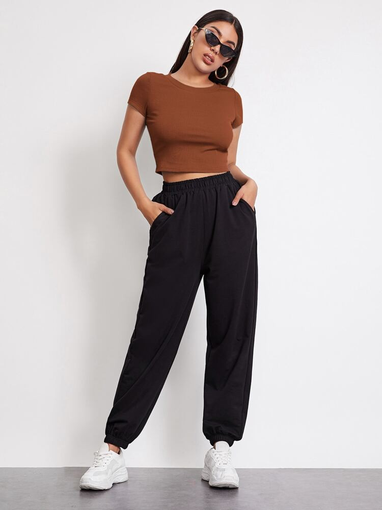 SHEIN Rib-knit Crop Top | SHEIN