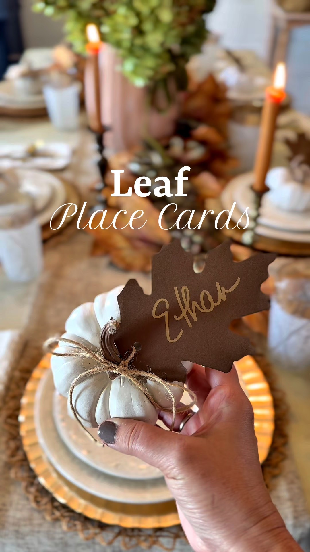 DIY Leaf Place Cards are the perfect way to personalize your Thanksgiving Tablescape 🤎🍂✨ #fallcrafts #falldiy #thanksgiving #thanksgivingtablescape 

#LTKSeasonal #LTKHome