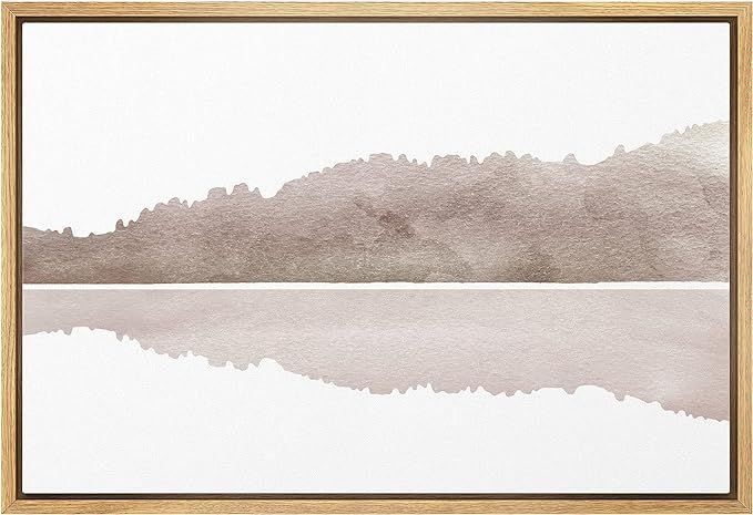 MUDECOR Framed Canvas Print Wall Art Brown Mountain Landscape & Reflection Abstract Wilderness Wa... | Amazon (US)