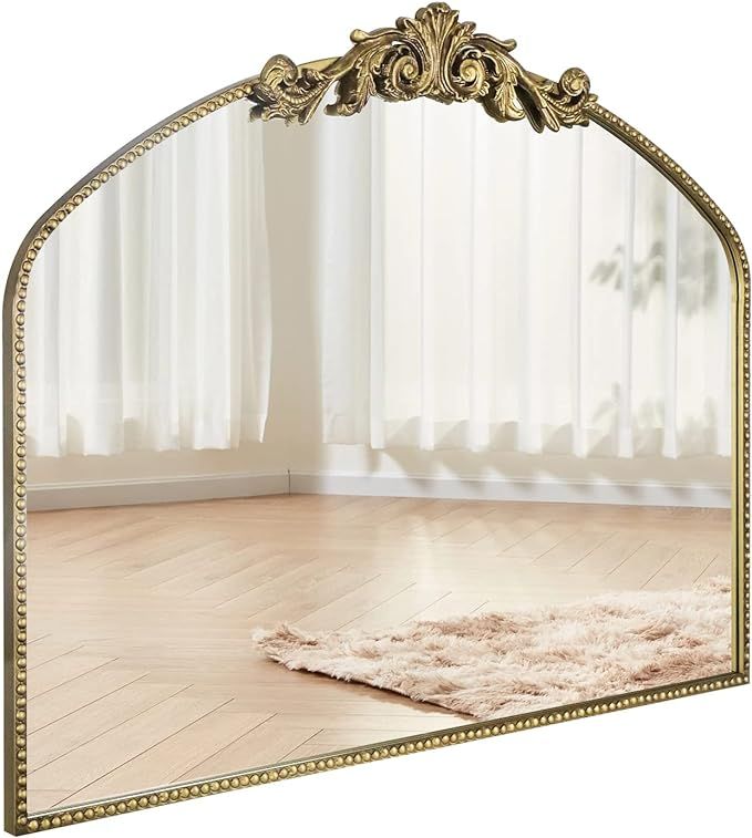 CASOLLY Large Traditional Retro Gold Arch Wall Mirror, 40"x31" Vintage Anthropologie Rectangle Ma... | Amazon (US)