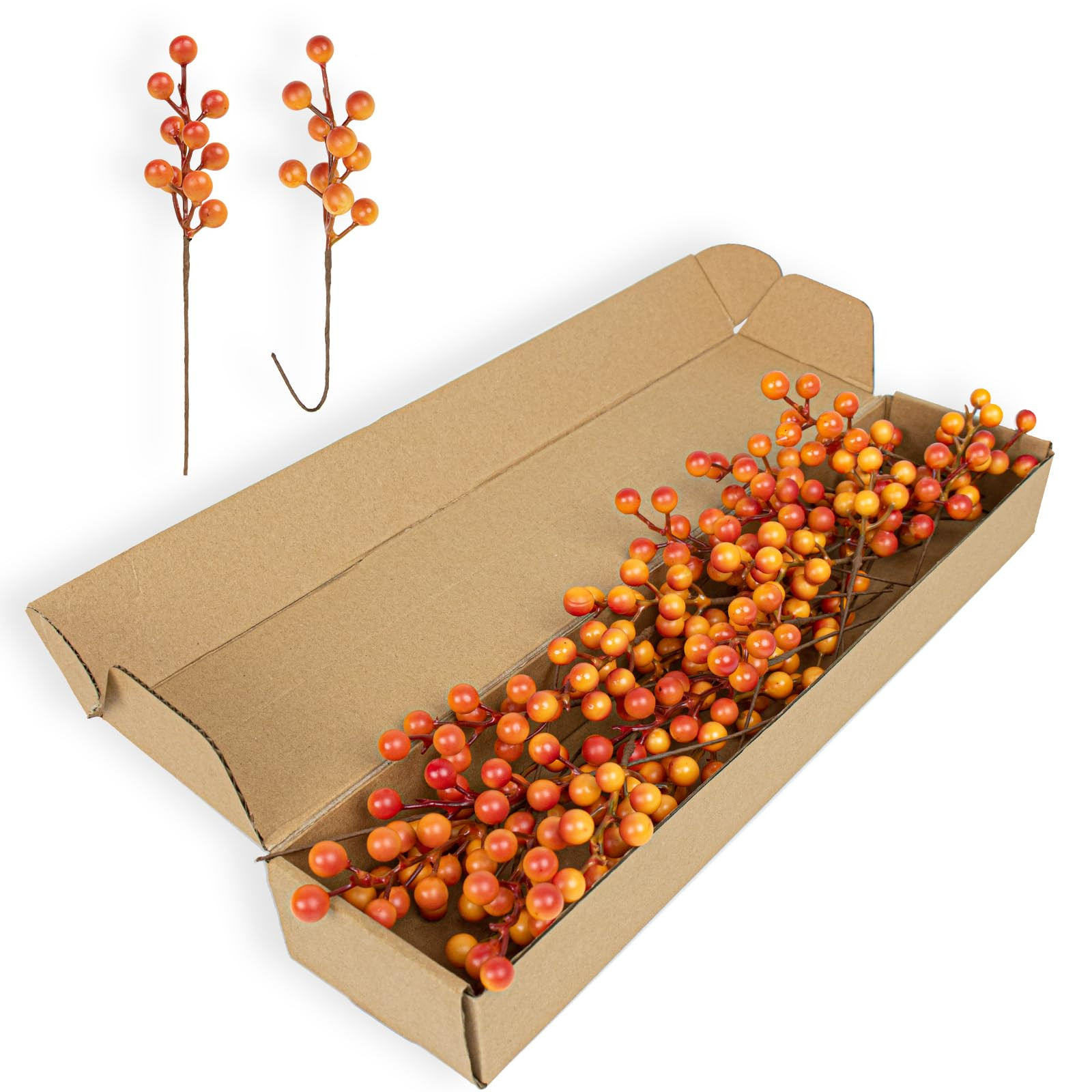 Artificial Berry Stems 32 Pack Fall Floral Picks and Sprays 6.5 Inch Small Orange Berry Branches ... | Amazon (US)